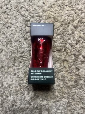 Starbucks Red Jeweled Cold Cup Ornament Keychain Holiday Christmas NIB
